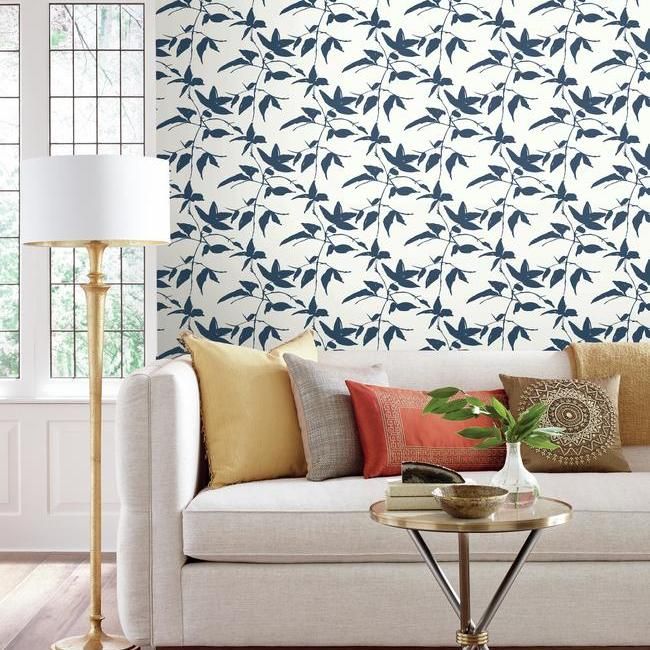 Обои Ronald Redding Tea Garden Persimmon Leaf AF6510 фото в интерьере